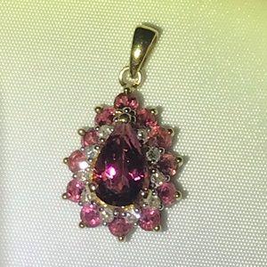 Pear shaped pink tourmaline & diamond pendant
